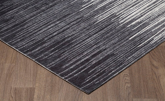 Sparx Midnight Black White Distressed Modern Rug by Viana