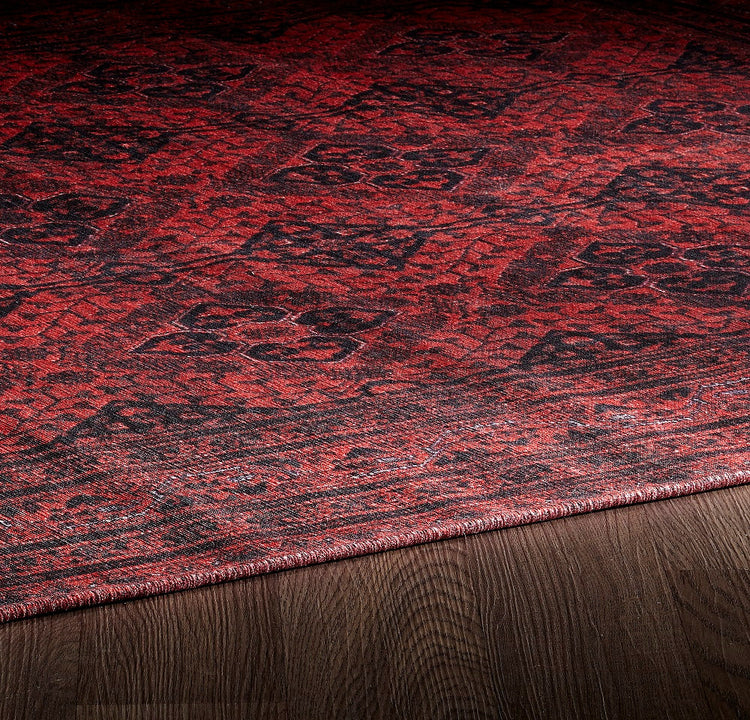 Sparx Medallion Red Washable Modern Rug by Viana