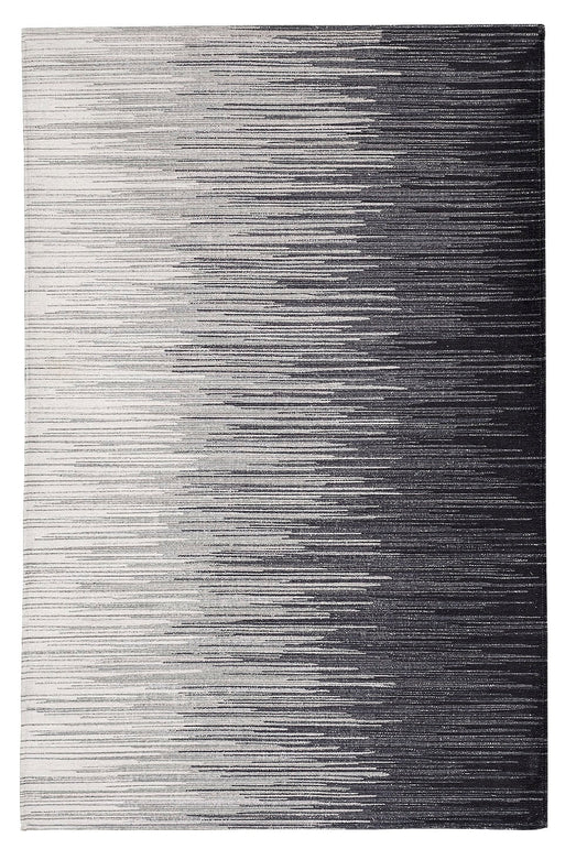Sparx Midnight Black White Distressed Modern Rug by Viana