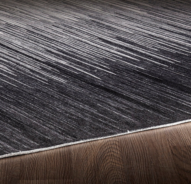 Sparx Midnight Black White Distressed Modern Rug by Viana