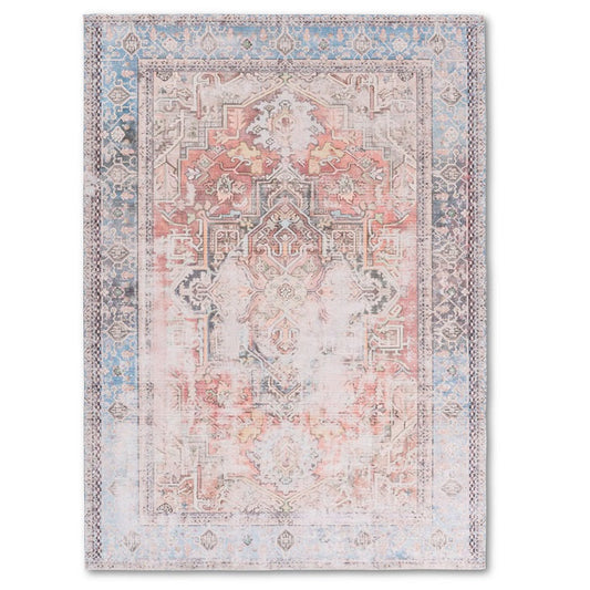 Sparx Distressed Blue Orange Washable Transitional Rug by Viana