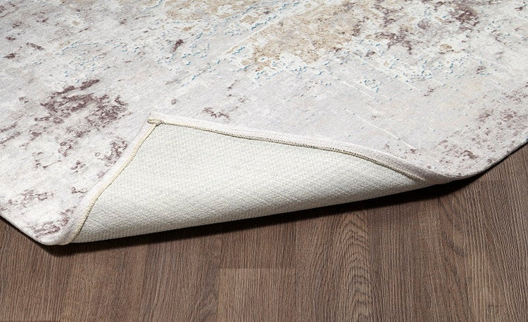Sparx Distressed Beige Grey Washable Modern Rug by Viana