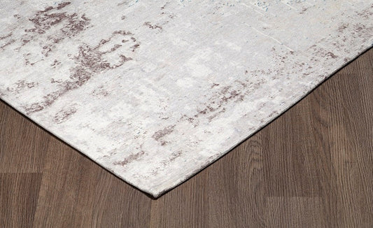 Sparx Distressed Beige Grey Washable Modern Rug by Viana