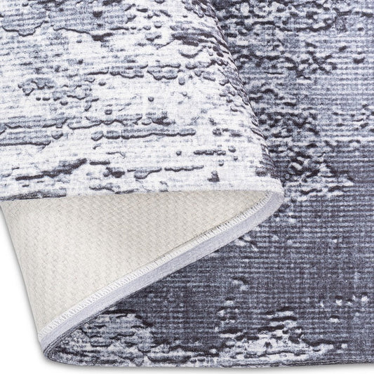 Sparx Distressed Grey Washable Transitional Rug by Viana