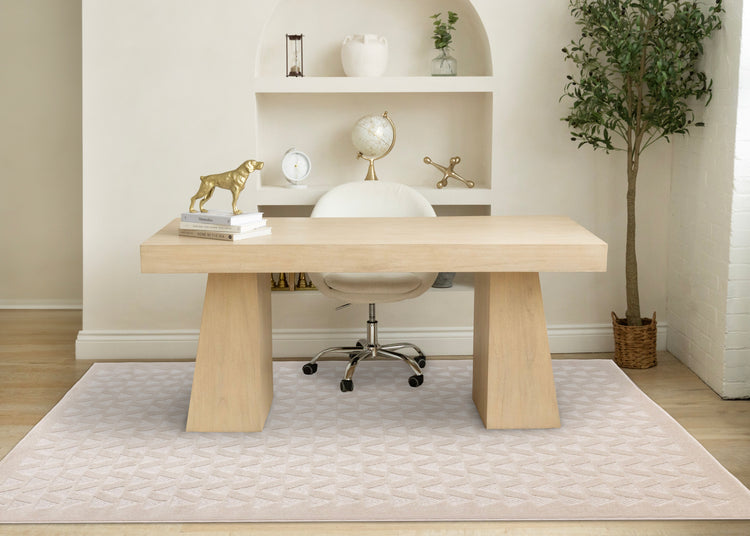 Alta White Rowed Triangles Design Rug