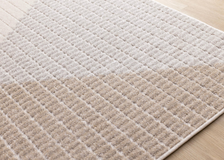 Alta Taupe Grey White Beige Striped Triangle Design Rug