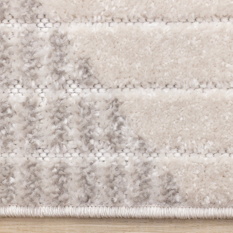 Alta Taupe Grey White Beige Striped Triangle Design Rug