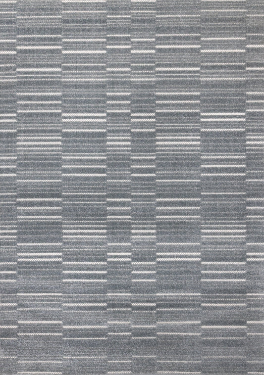 Alta Blue White Rowed Stripes Design Rug