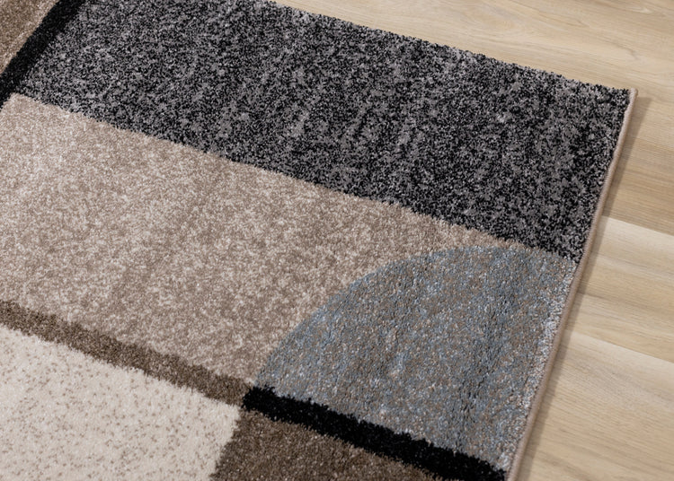 Breeze Cream Brown Grey Geometric Shapes Rug