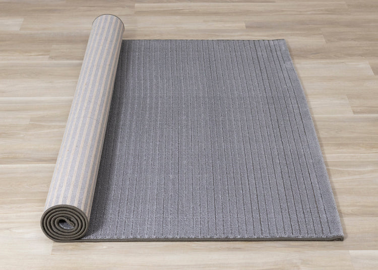 Ella Grey Carved Stripe Plush Rug
