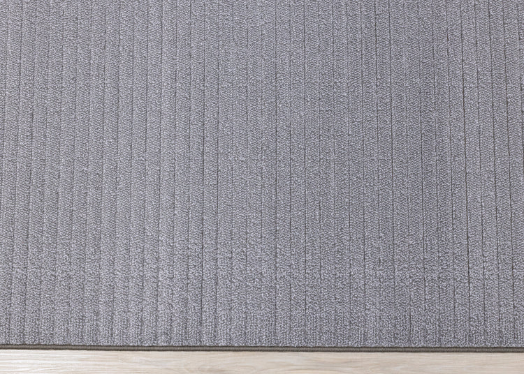 Ella Grey Carved Stripe Plush Rug