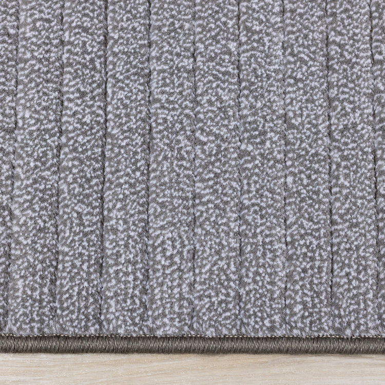 Ella Grey Carved Stripe Plush Rug