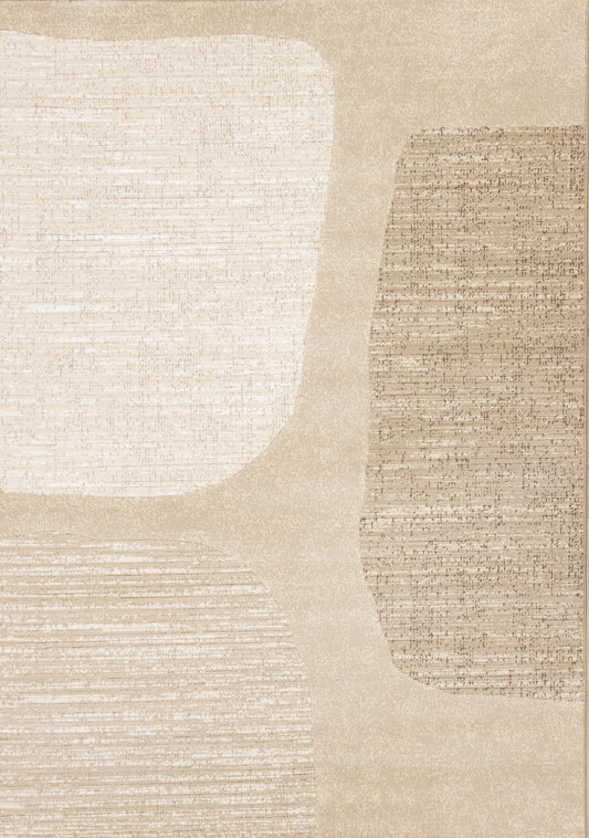 Ella Beige White Cream Distressed Stepping Stone Design Rug