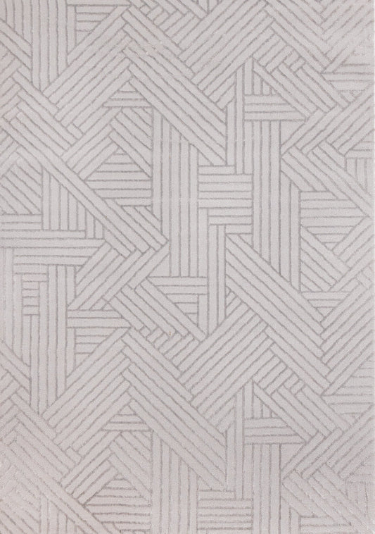 Ellington Grey Abstract Herringbone Design Rug