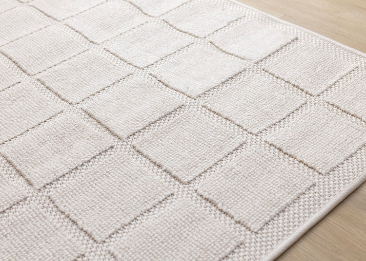 Isla White Grid Design Rug