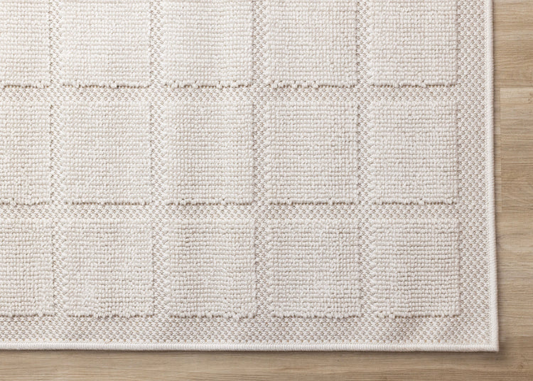 Isla White Grid Design Rug