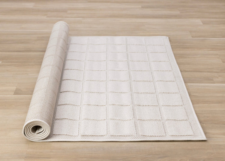 Isla White Grid Design Rug