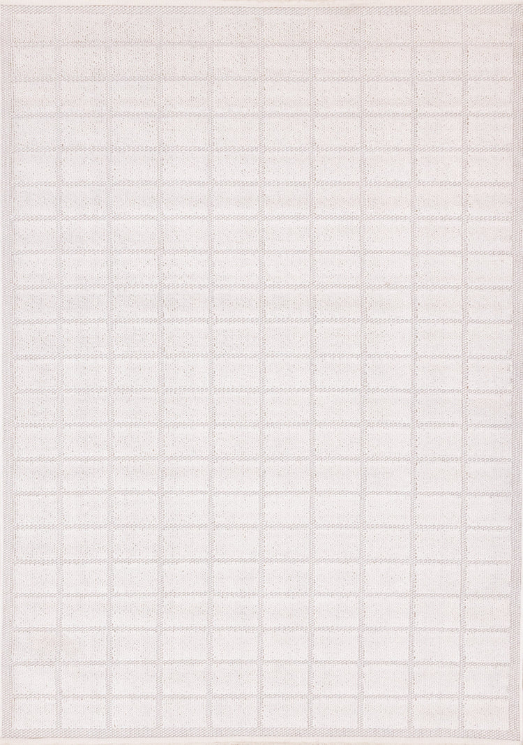 Isla White Grid Design Rug