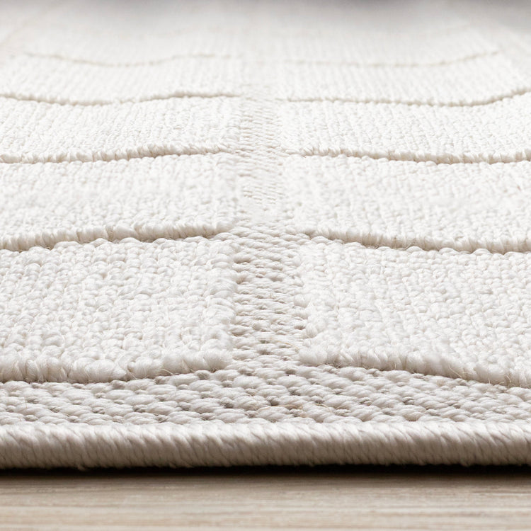 Isla White Grid Design Rug