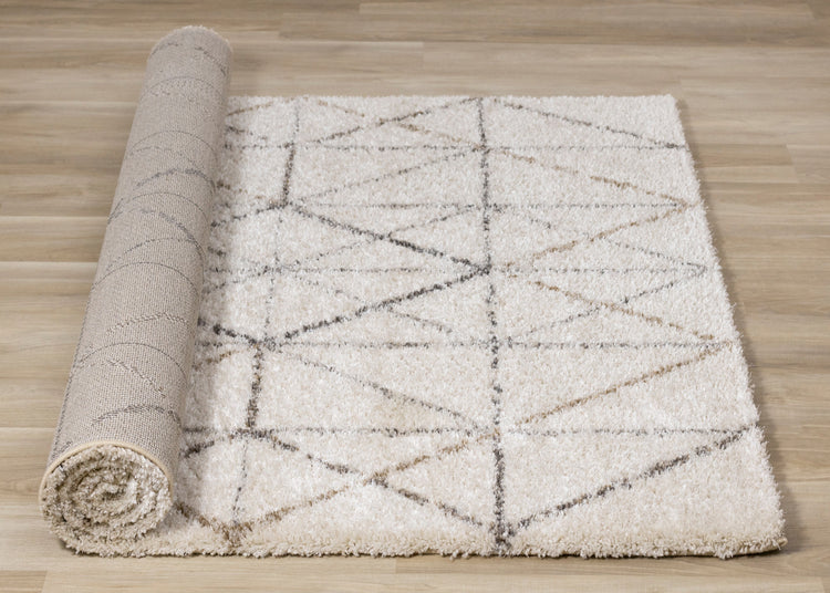 Lane Cream Grey Geometric Luxury Rug