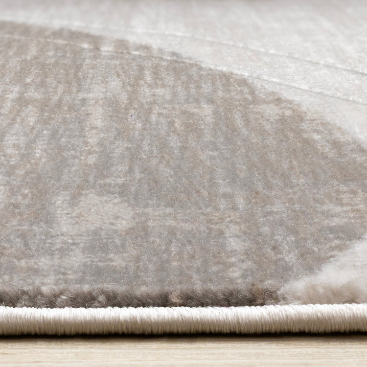 Legacy Taupe Beige White Grey Rounded Shapes Design Rug