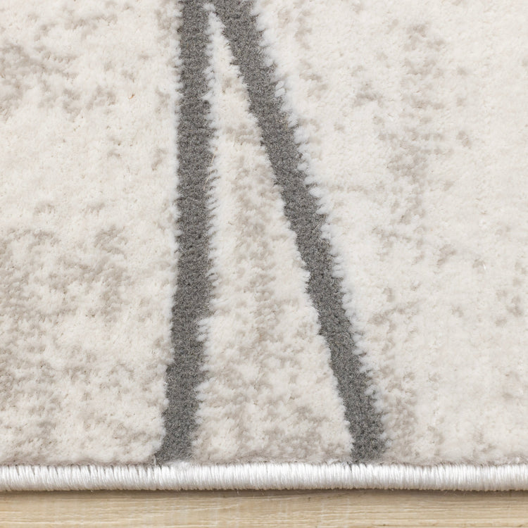 Legacy Taupe Beige White Grey Rounded Shapes Design Rug