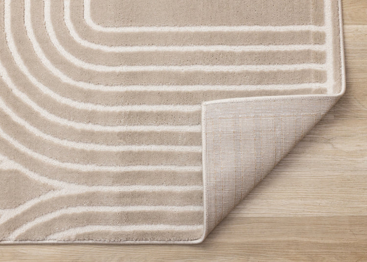 Leo Cream Beige Modern Geometric Arches Pattern Rug