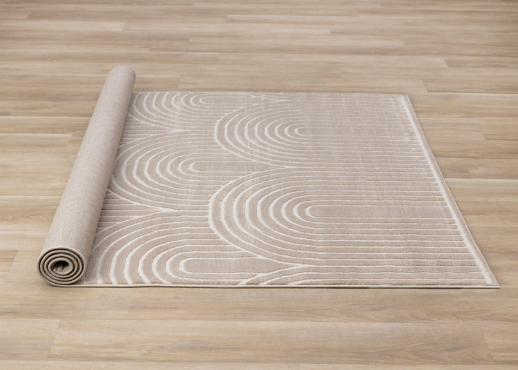 Leo Cream Beige Modern Geometric Arches Pattern Rug
