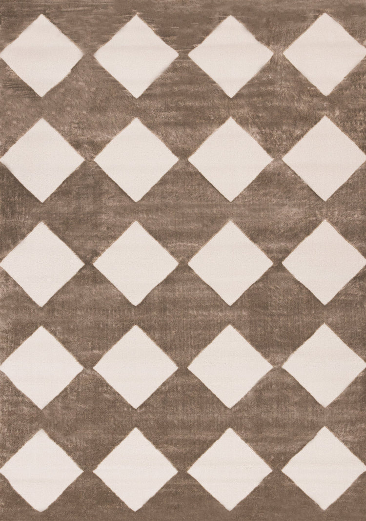 Leo Brown Cream Diamond Design Rug