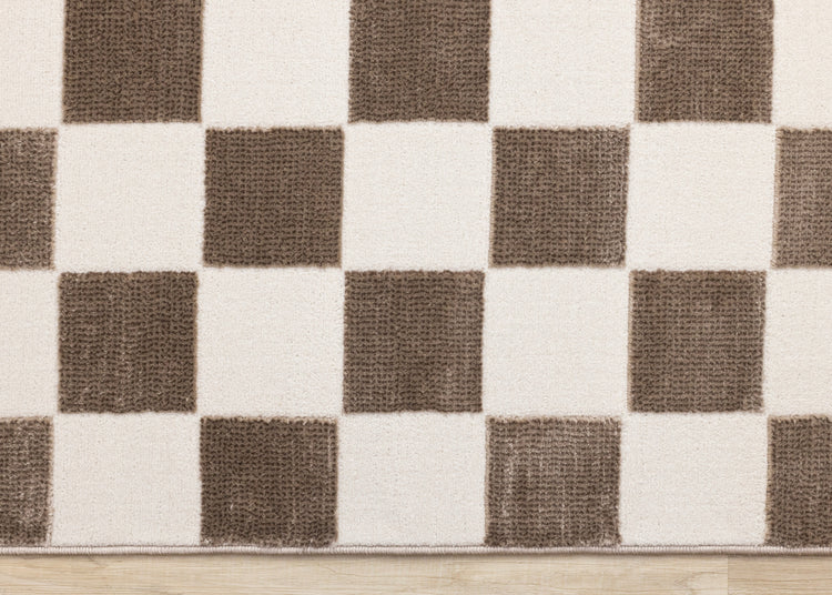 Leo Brown White Checkers Rug