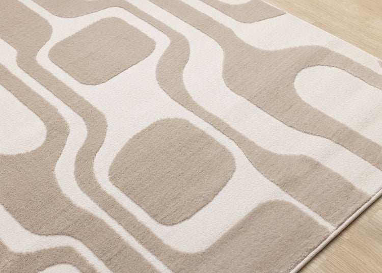 Leo Beige Cream Mid-Century Modern Design Rug