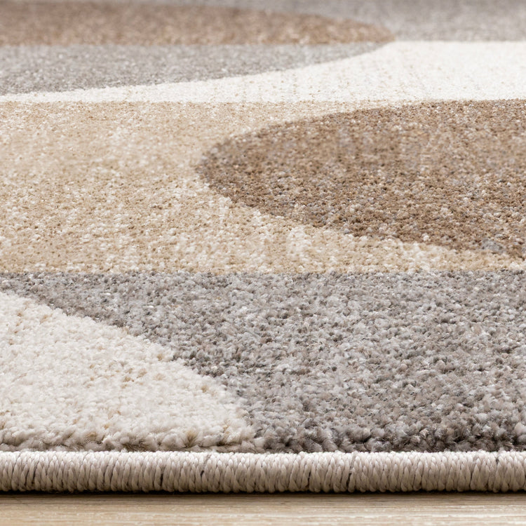 Marquis Brown Grey White Striped Arched Shapes Design Rug
