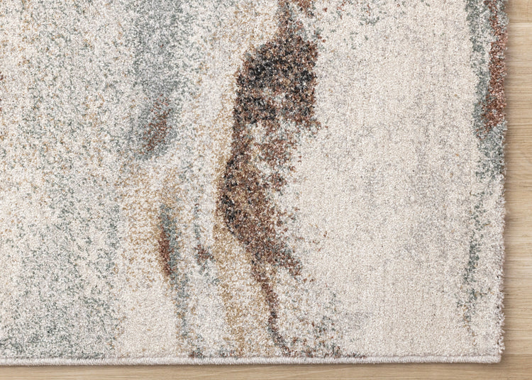 Mae White Grey Orange Veined Marble Design Rug