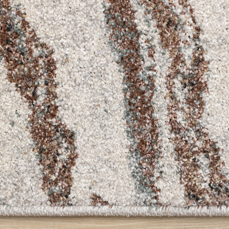 Mae White Grey Orange Veined Marble Design Rug