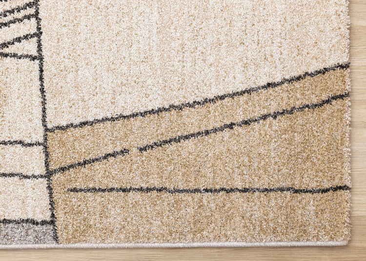 Mae White Beige Orange Stain Glass Design Rug