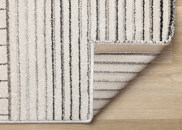 Mae White Black Intricate Line Design Rug