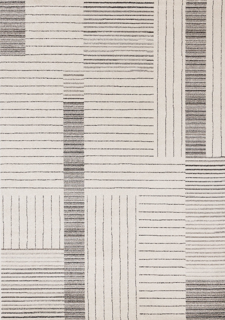 Mae White Black Intricate Line Design Rug
