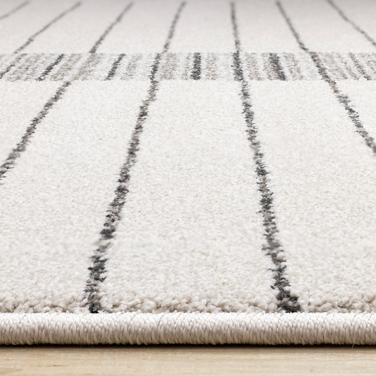 Mae White Black Intricate Line Design Rug