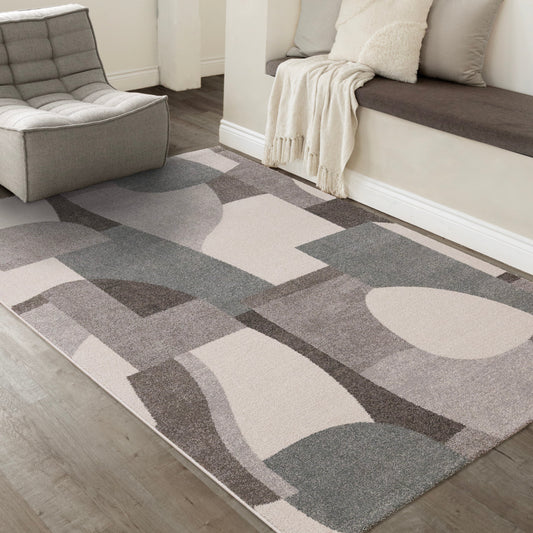 Marquis Blue White Grey Organic Shapes Rug