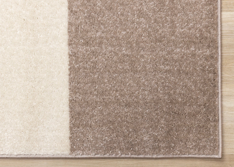 Malibu Taupe Green Cream Striped Curvy Geometric Design Rug