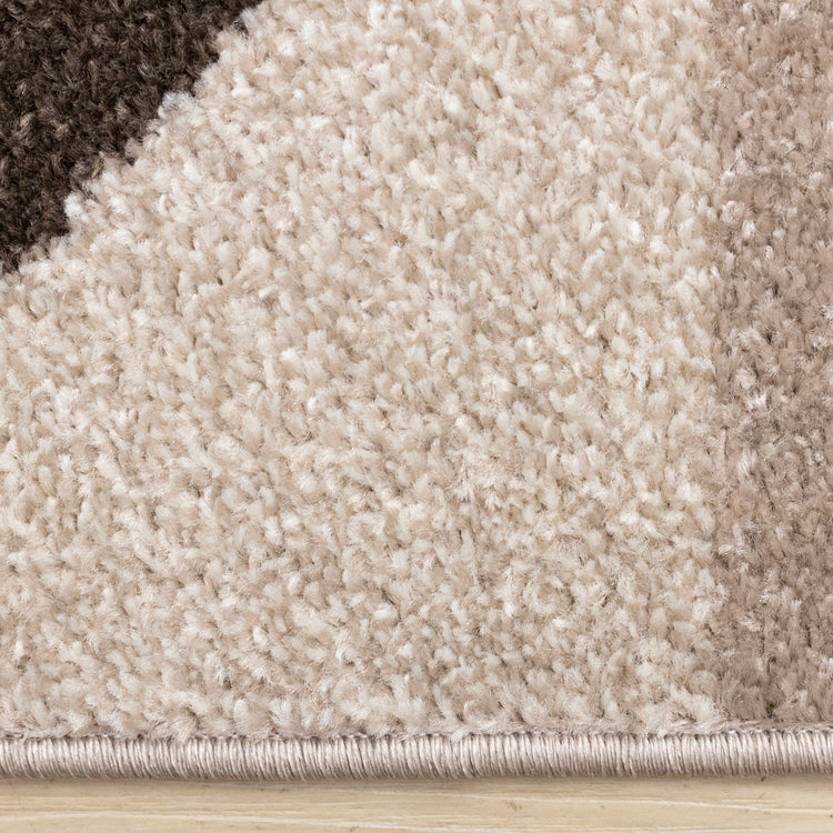 Malibu Taupe Green Cream Striped Curvy Geometric Design Rug