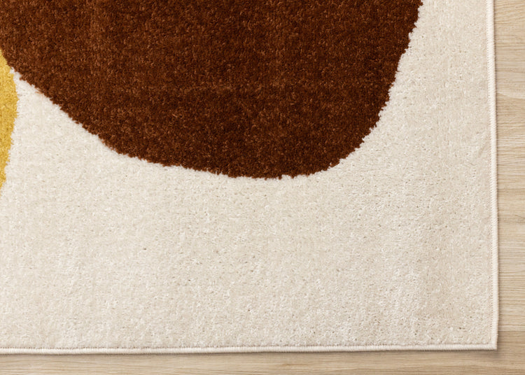 Malibu Cream Oxblood Green Yellow Pebbles Design Rug