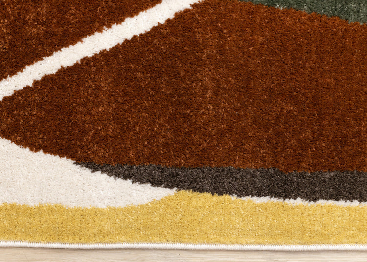 Malibu Yellow Green Brown White Abstract Design Rug