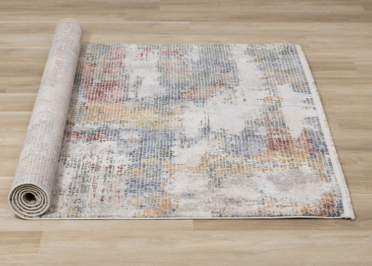Marisa Distressed Abstract Red Yellow Blue Plush Rug