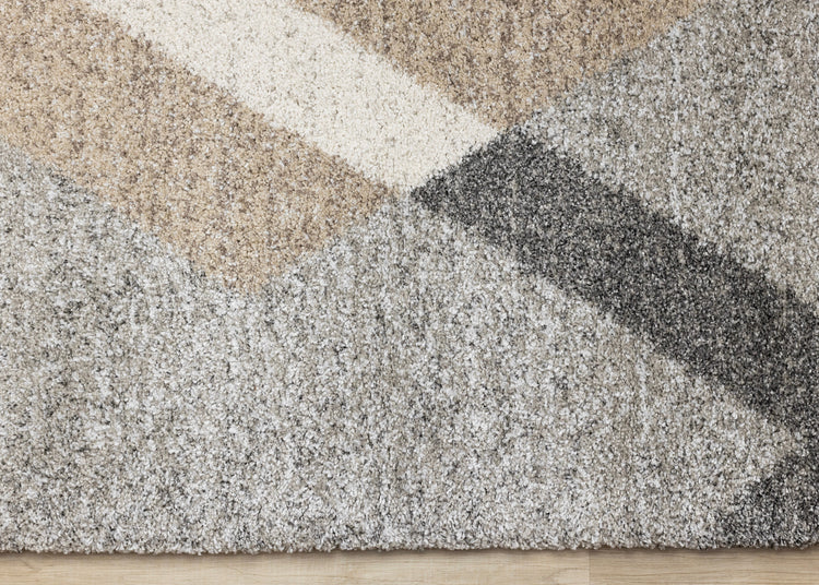 Marquis Grey White Beige Abstract Geometric Rug