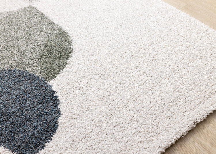 Mora Grey Blue Green Overlapping Ovals Rug