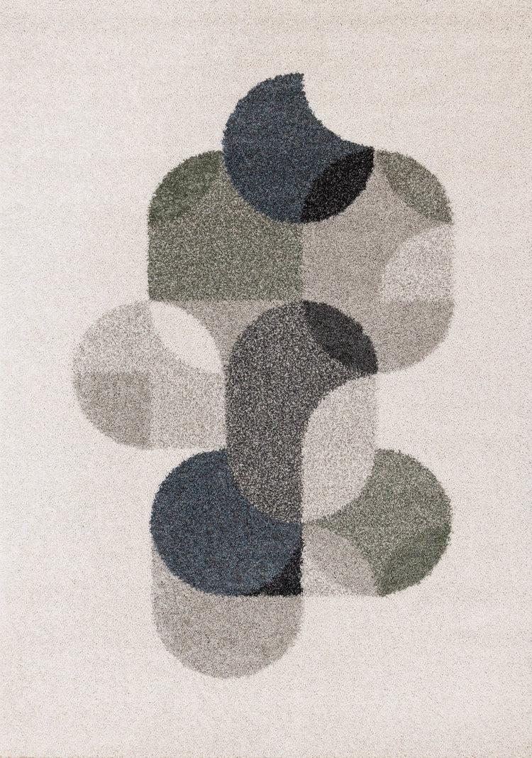 Mora Grey Blue Green Overlapping Ovals Rug