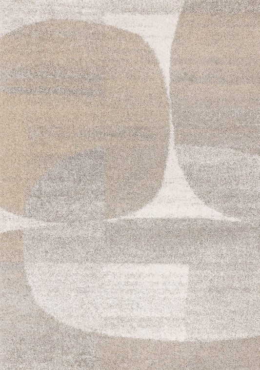 Mora Beige Taupe White Distressed Overlapping Shapes Design