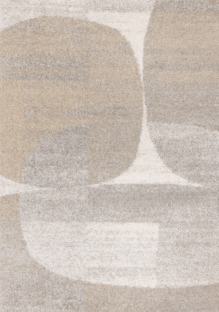 Mora Beige Taupe White Distressed Overlapping Shapes Design