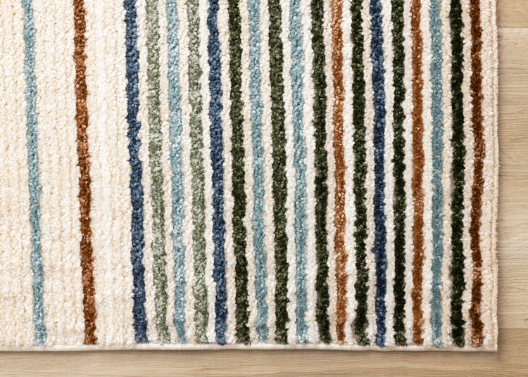Nala Cream Yellow Oxblood Green Blue Striped Rug